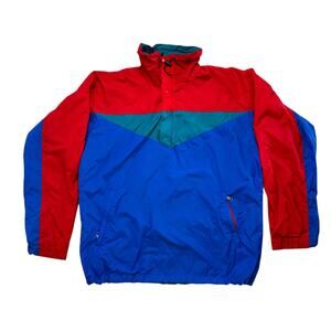 Vintage 90s NORTH FACE Colorblock 1/2 Zip Pullover Windbreaker Jacket Large Mens